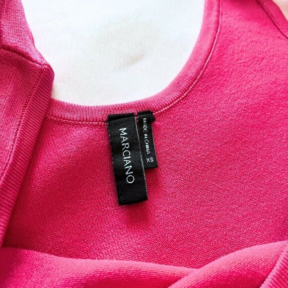 NWOT MARCIANO PINK ORANGE NAVY COLORBLOCK BODYCON KNIT TANK MINI DRESS - XS - Picture 6 of 8